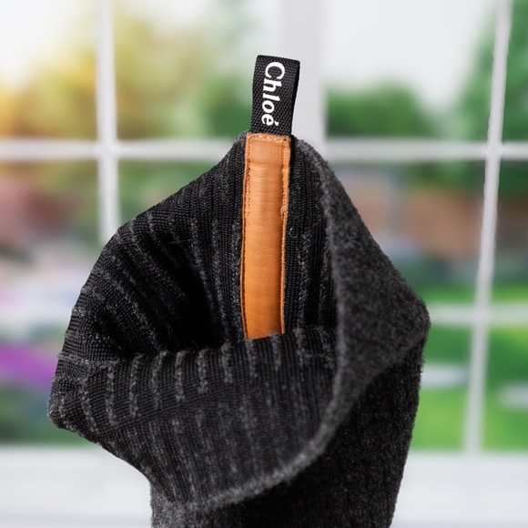 CHLOÉ Black & Grey Franne Sock Boots - Size EU 37 / US 6.5 - 7 - EUC - Picture 9 of 16